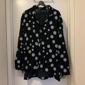 Kokamarina black blouse with grey dots, 100% cotton, plus size